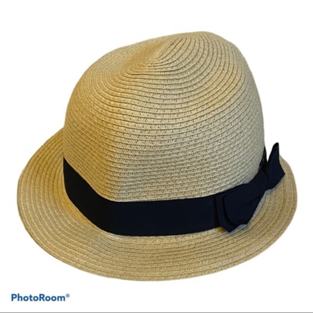 Milano Tan 100% Paper Hat with Black Bow